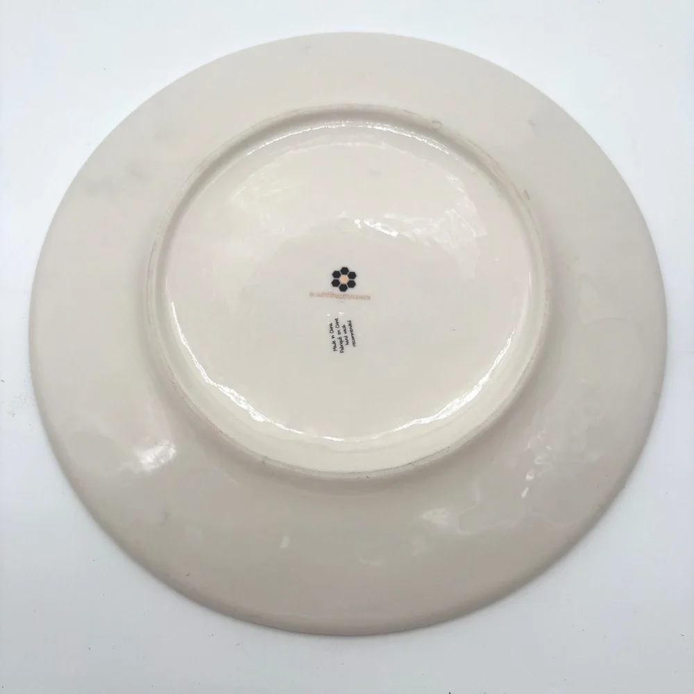 Anthropologie Bistro Tile Honey Bee Mosaic Dinner Plate Yellow Gold Rim 10.5in